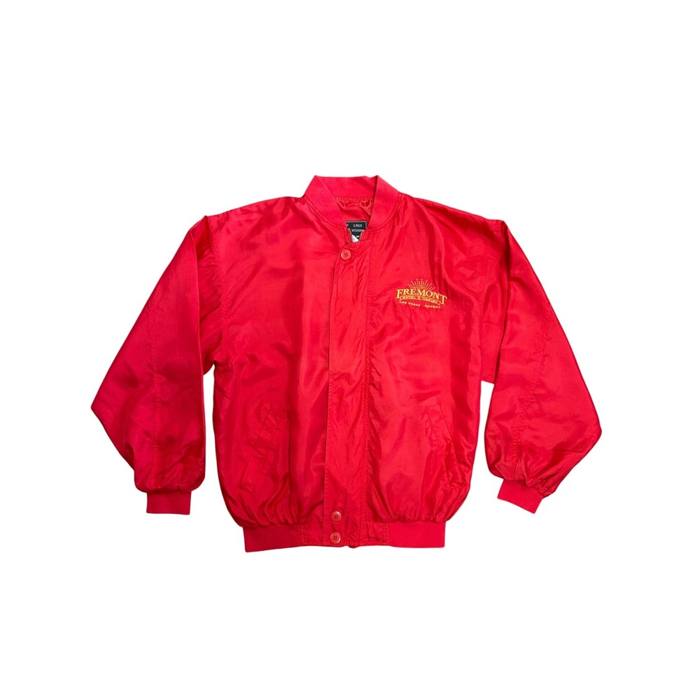 Vintage Logo Visions Red 100% Silk Fremont Hotel Casino Las Vegas Small Jacket